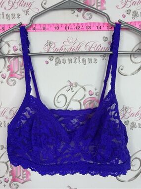 Hanky Panky bra neon bright lace floral Royal Purple Lace Bralette